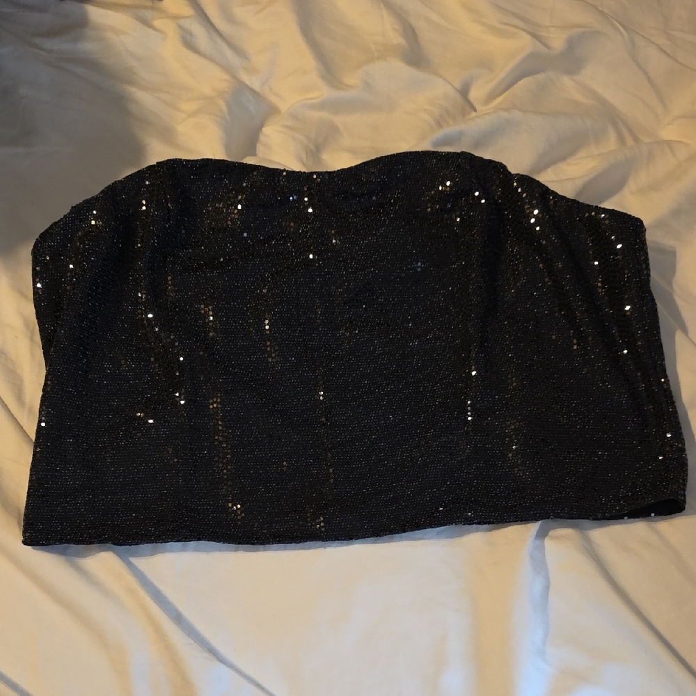 Torrid Black Strapless Sequin Top